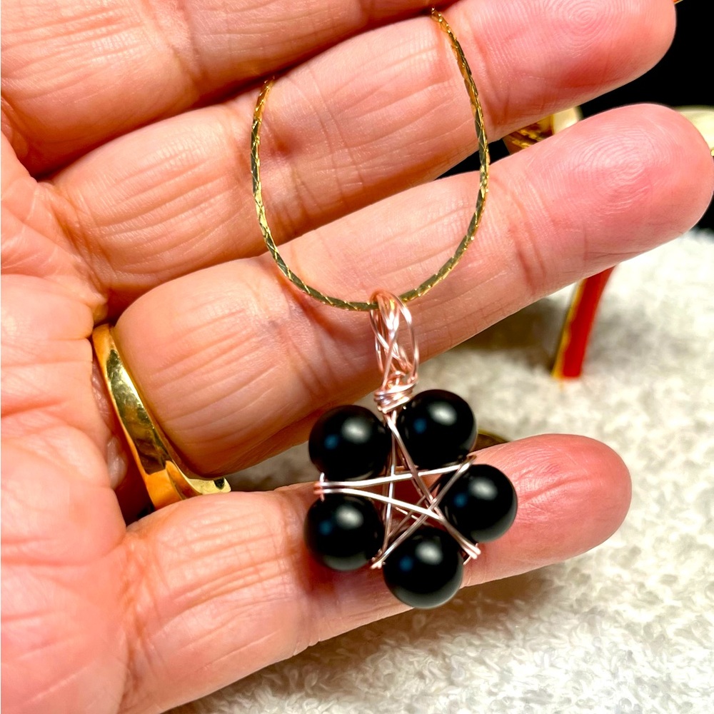 Black onyx stone  pentagram star pendant